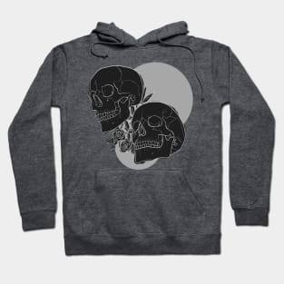 Love and Death -  Skulls and Roses in Black and White Hoodie